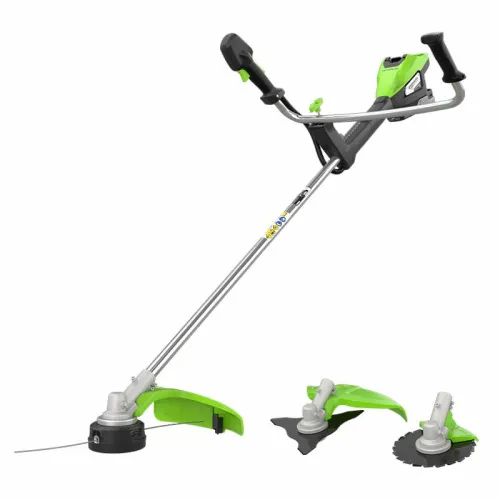 Триммер с велосипедными ручками аккумуляторный Greenworks 46 см (2 кВт) 82V TB201H 2112407, бесщёточный, без АКБ и ЗУ